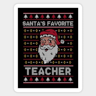 Santa's Favorite Teacher // Funny Ugly Christmas Sweater // School Teacher Holiday Xmas Sticker